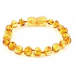 baltic amber anklet, round beads, lemon
